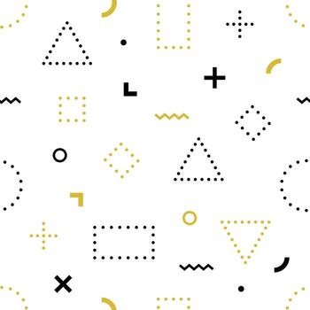 Circle, square and trangle dash line seamless pattern background vector