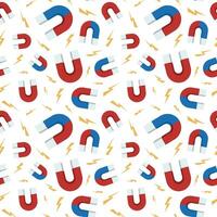 Magnetism pattern. Horseshoe magnet with lighting pattern. Isolated on white background. vector