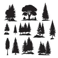 Silhouettes of forests set with white background vector