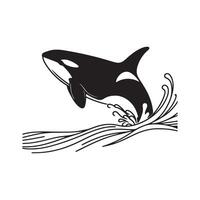 a black silhouette single line dolphin with white background image vector