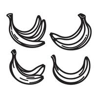 a single-line black banana silhouette set with a white background vector
