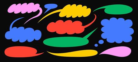 Trendy speech bubbles set. Flat multicolored design elements isolated on black background. vector