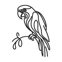 a black silhouette single line macaw with white background image vector