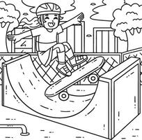 Skateboard Child on Half Pipe Coloring vector
