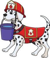 Firefighter Dog Cartoon Colored Clipart vector