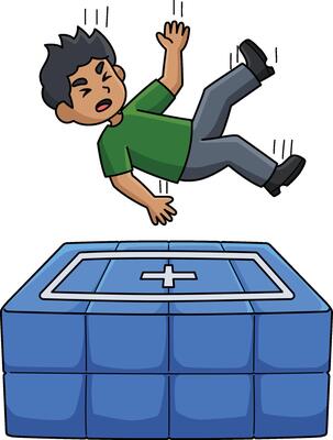 Kid Saving from Life Saving Cushion Clipart