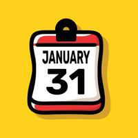 31 january calender color icon page year concept. number date text design. vector