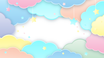 Clouds and Star Gradient Colorful Frame png