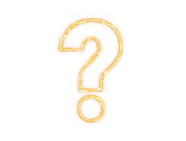 Question mark sign, symbol glowing orange color electric arc effect icon transparent background image png