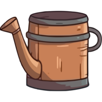 A watering can with a wooden handle png