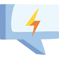 A speech bubble with lightning bolt on it png