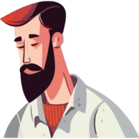 A cartoon man with a beard and a red beard png