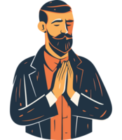 A man with a beard and a suit is praying png