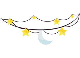 A string of stars and a moon hanging from a string png