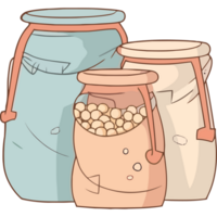 Three jars with peanuts and peanuts in them png