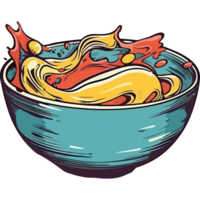 A bowl of noodles with sauce in it png