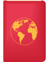 A red passport with a globe on it png