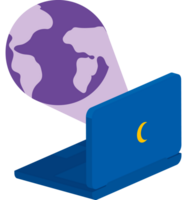 A laptop computer with a globe on it png