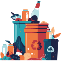 A garbage can with bottles and cans png