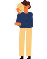 Man hugging a smiley face png
