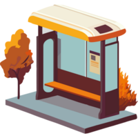 A bus stop with a bench and trees png