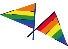 Two rainbow flags with one pointing up and one pointing down png