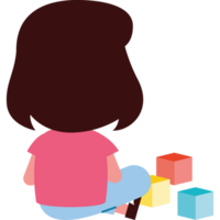 A girl sitting on the floor with blocks png
