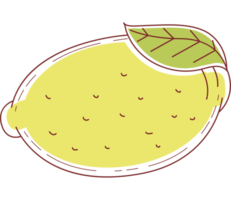 A lemon with a leaf on it png