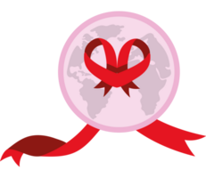 A red ribbon with a heart on it png