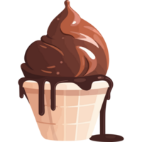 Chocolate ice cream cone with chocolate sauce png