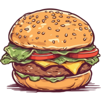A hamburger with lettuce and cheese on it png