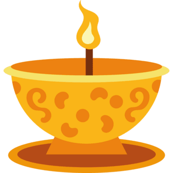 un dorado cuenco con un iluminado vela en eso png