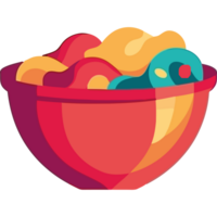 A bowl of fruit and nuts in a cartoon style png