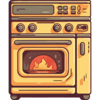 An illustration of a stove with a fire inside png