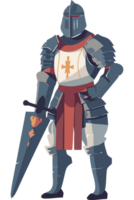 A knight in armor standing with his sword png