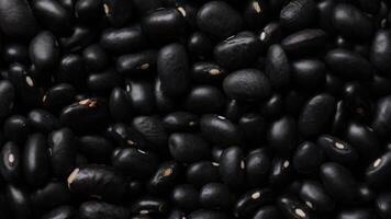 Black beans seeds background, macro beans, closeup bean video