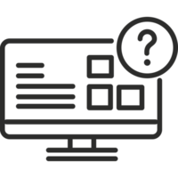 A computer monitor with a question mark on it png
