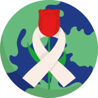 A red rose with a white ribbon around it png