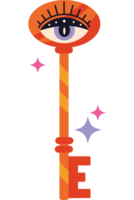 An orange key with an eye on it png