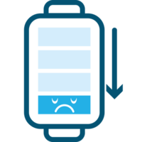 A battery with a sad face on it png