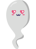 A ghost with pink hearts on its face png