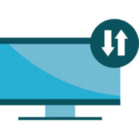 A computer monitor with an arrow pointing up png