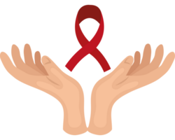 Two hands with a red ribbon in them png