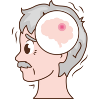 A cartoon man with a brain tumor png