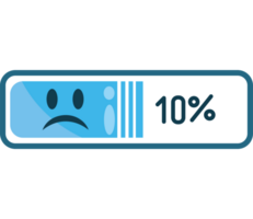 A sad face icon on a blue button png