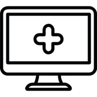 A computer monitor with a cross on it png