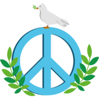 Peace symbol with dove and laurel wreath png