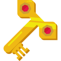 A yellow key with red gems on it png