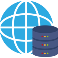 A blue server with a globe on top png