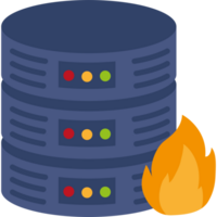 A server with a fire and a stack of servers png